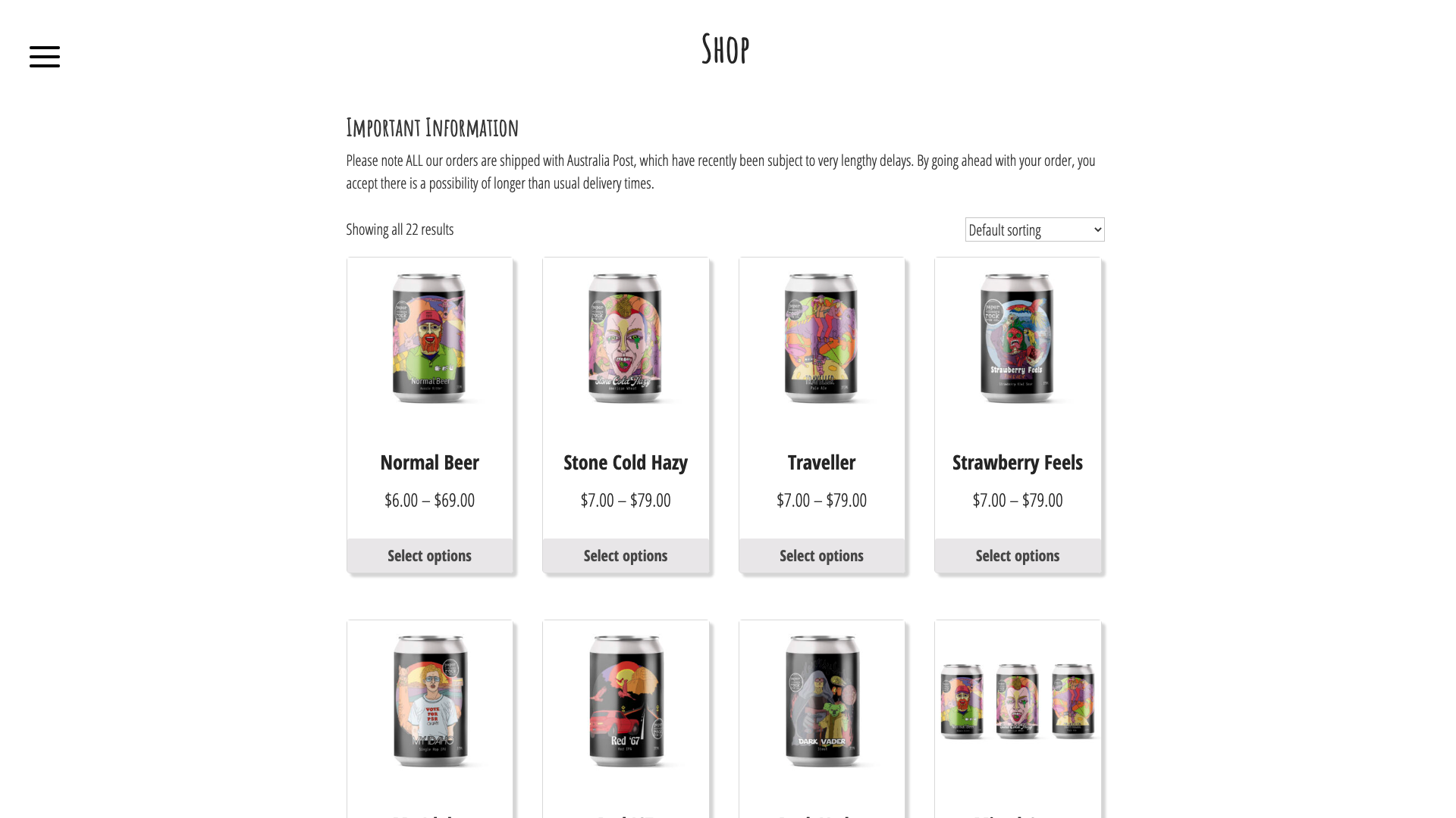Before and after comparison - Brewery shop page